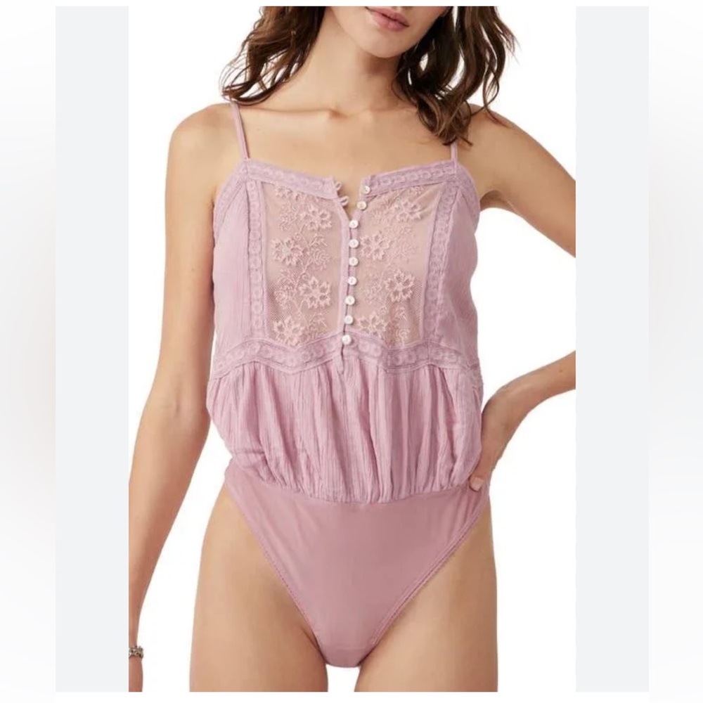 Free People Tops Nwt Free People Still The One Lace Trim Bodysuit size Large